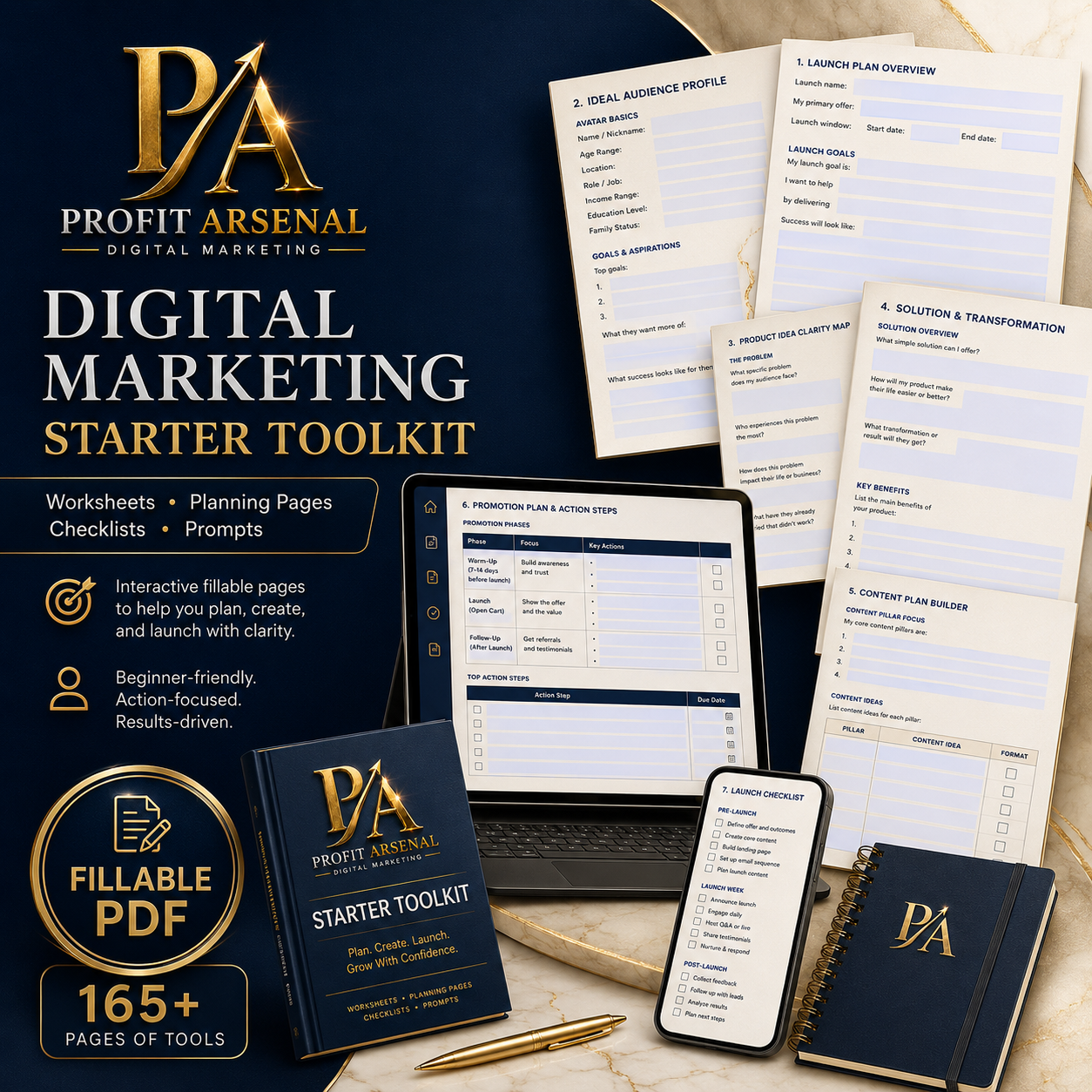 Fillable PDF and interior-pages mockup